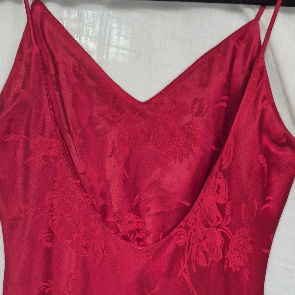 Vintage Jeremy Scott 90's Red Floral Maxi Slip Dress Braemar Petites - Picture 7 of 12